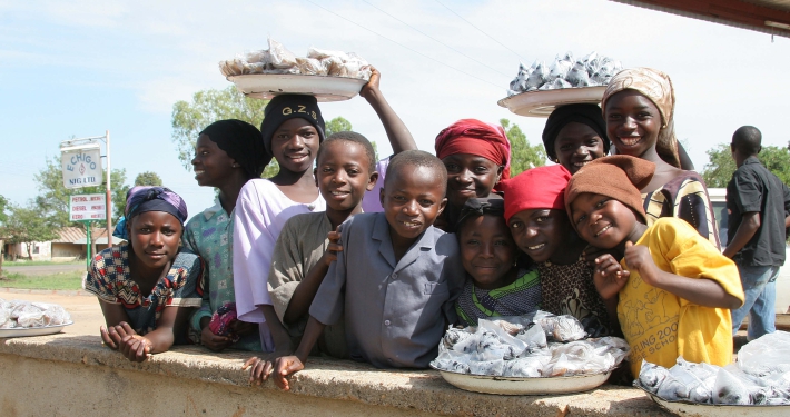 A group of African children pose for the camera in Nigeria