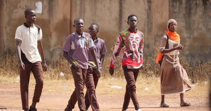 A group of student walking in the street, Burkina Faso